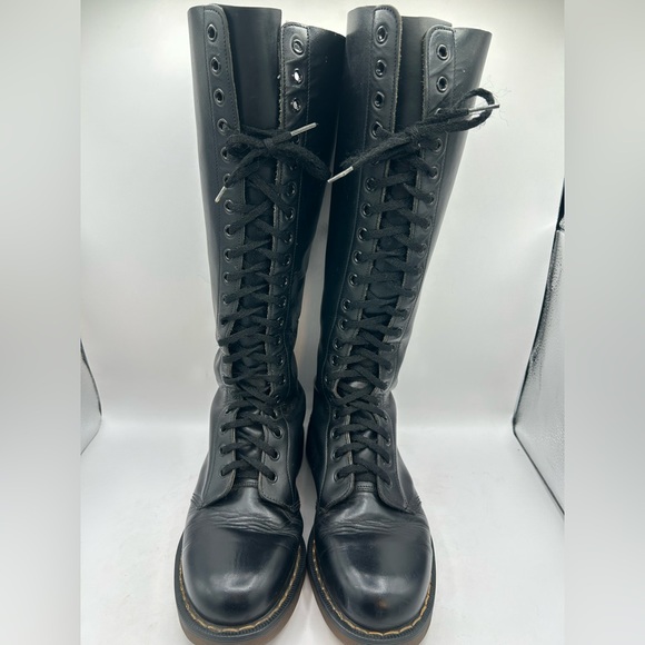 Vintage Dr Martens 1420 20 hole black knee high leather boots England m 8 W 9 - Picture 11 of 13